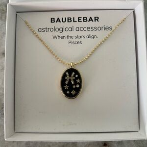 BaubleBar Black and Gold Astrological Necklace Pisces